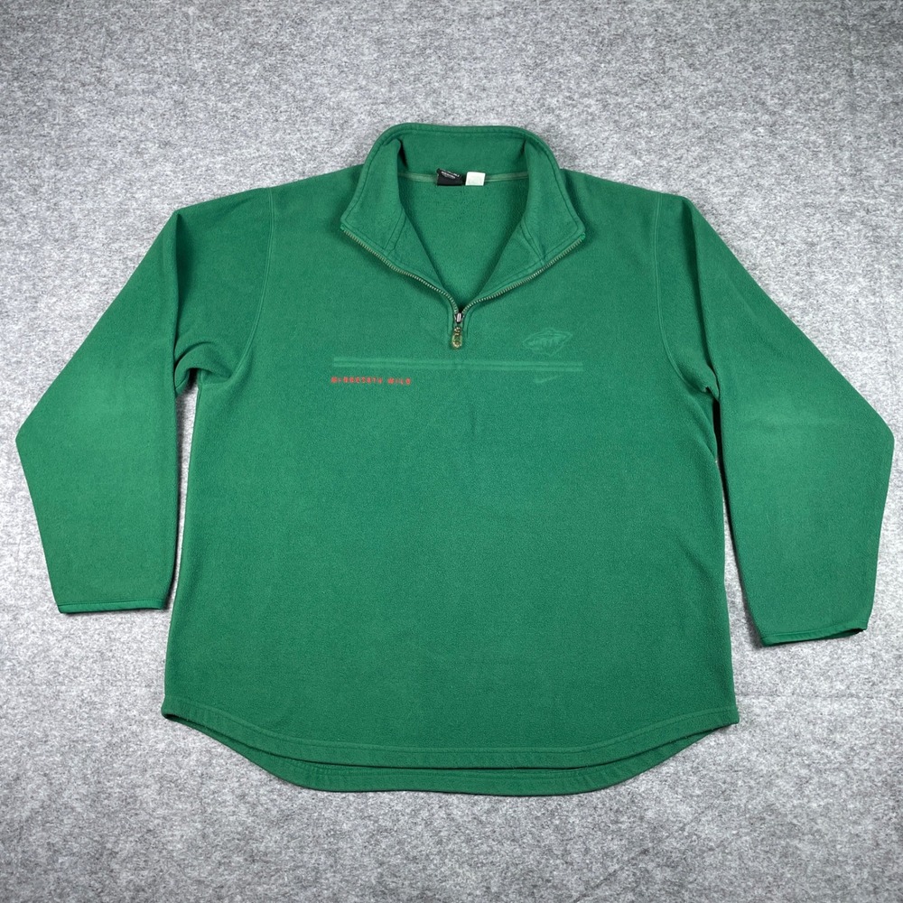 VTG Minnesota Wild Sweater Mens XL Green Nike Team Fleece Pullover 1/4 Zip NHL - Picture 1 of 12